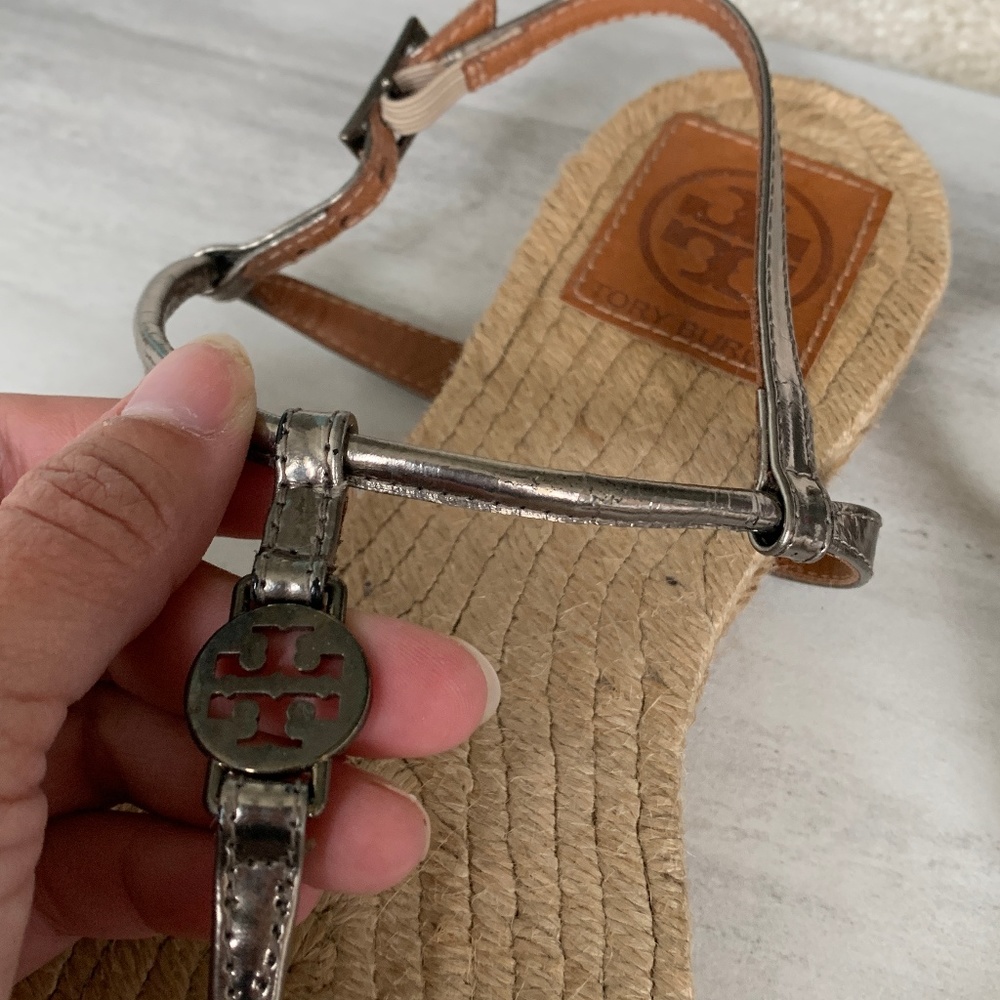 Tory Burch Leather Flat Espadrilles Thong Sandals